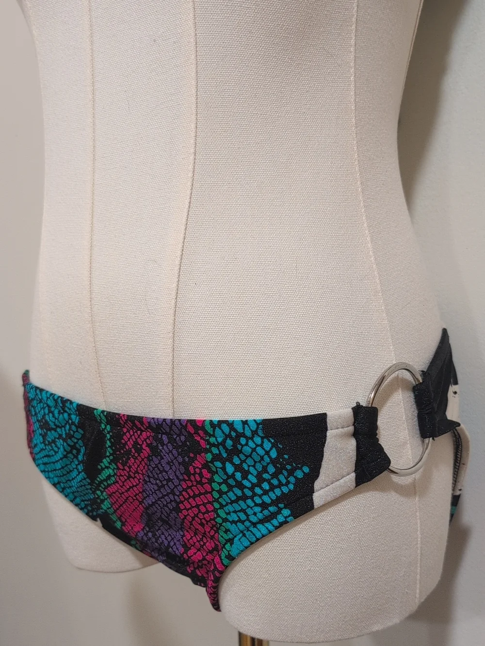 Xhilaration Black Teal Purple Pink Snake-Print Bandeau Bikini